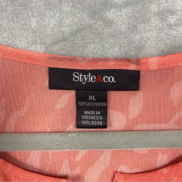 Style & Co Embroidered Leopard Paisley Print Sheer Peasant Blouse Size XL - Picture 8 of 9